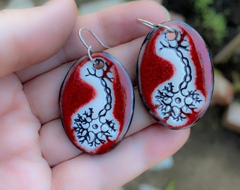 Neuron Ceramic Earrings in Red