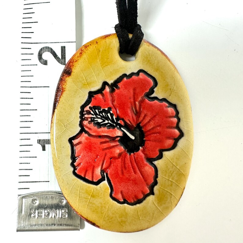 Hibiscus FlowerCeramic Necklace in Bronze Crackle image 5