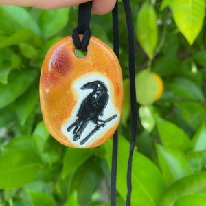 Black Bird Ceramic Necklace in Earth-tones image 9