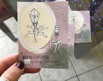 A Bacteriophage Momentary Experiences Guilt Sticker by Surly Amy Davis Roth