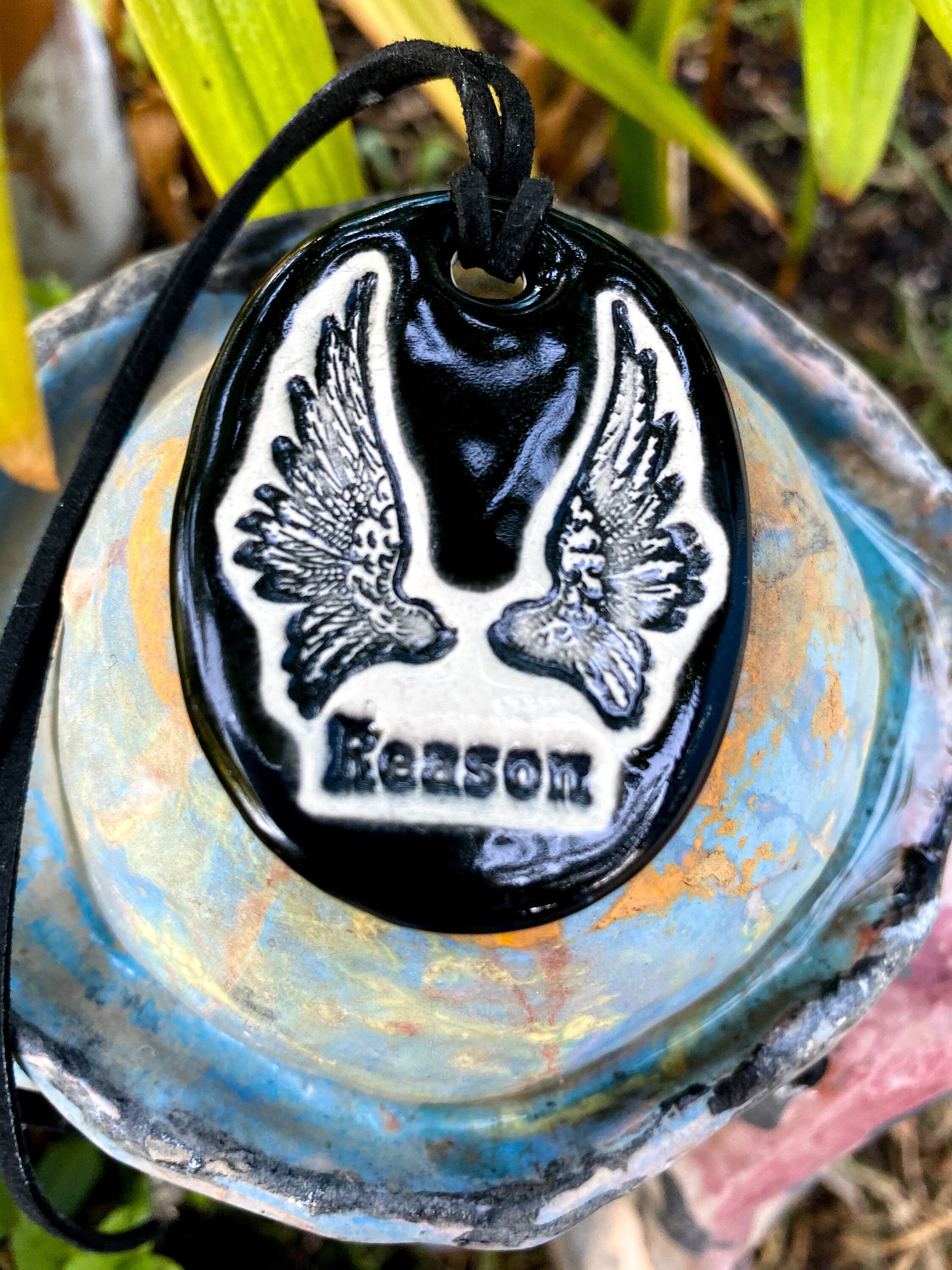 Reason with Wings Ceramic Necklace in Purple