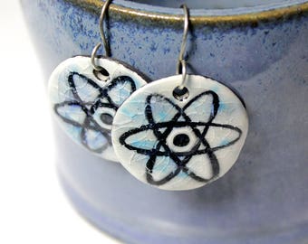 Atom Earrings in Blue Crackle