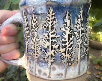 Trees Stoneware Mug 24 oz One of A Kind