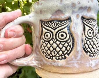 Owl One of A Kind Hand-built 20 ounce Stoneware Mug