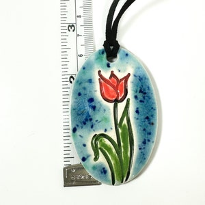 Tulip Ceramic Necklace in Blue image 3