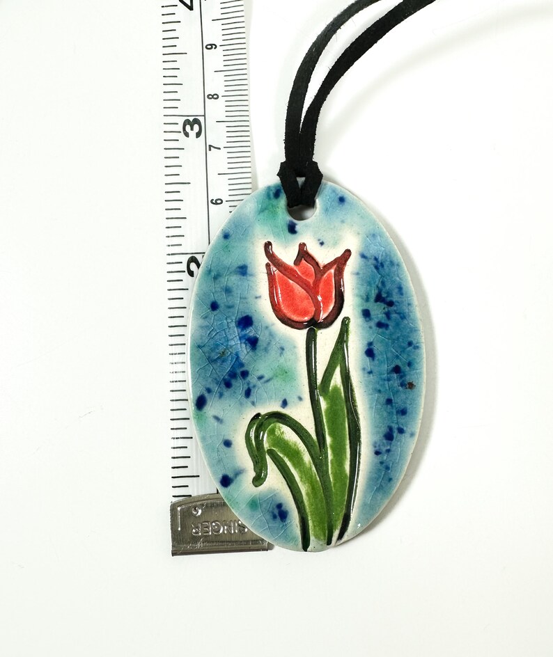 Tulip Ceramic Necklace in Blue image 3