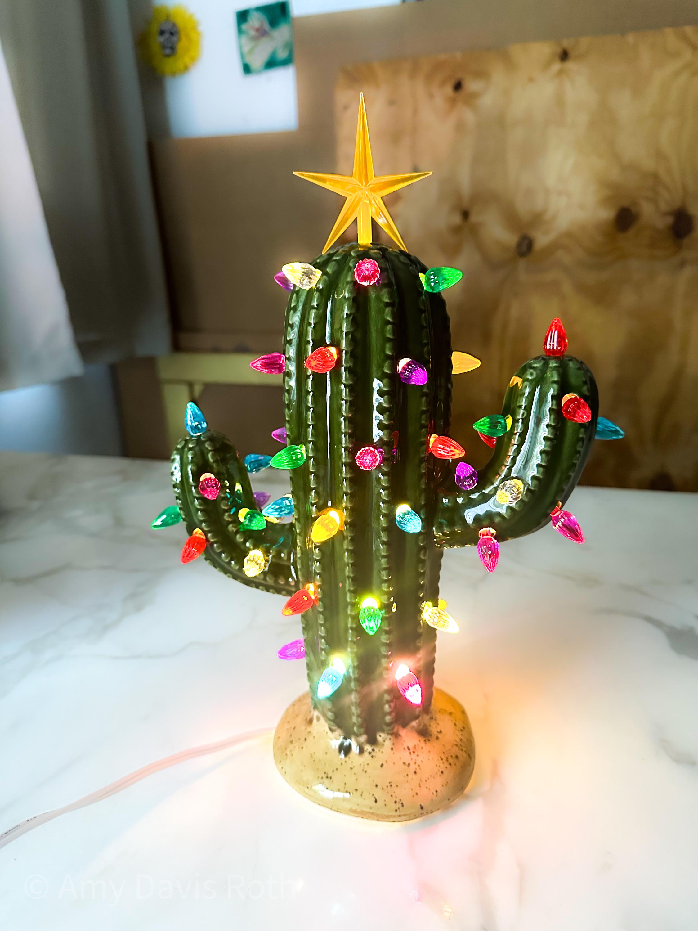 Light up Ceramic Christmas Cactus With Classic Lights - Etsy