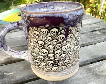 Skulls One of A Kind Hand-built 22 ounce Stoneware Mug