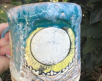 Moon or Eclipse One of A Kind Hand-built 23 ounce Stoneware Mug