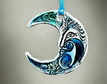 Adjustable Ceramic Moon Hemp Necklace