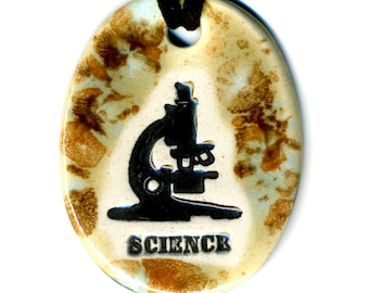 Microscope Ceramic Necklace in Spotted Brown and Blue