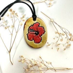 Hibiscus FlowerCeramic Necklace in Bronze Crackle image 8