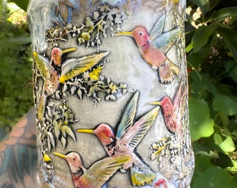 Humming One of A Kind Hand-built Stoneware Mug 24 ounces