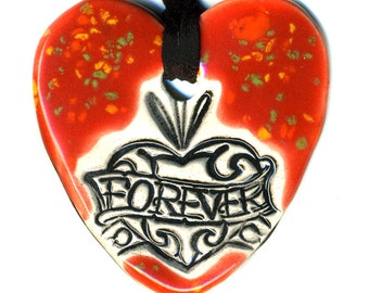 Forever Heart Ceramic Necklace in Red