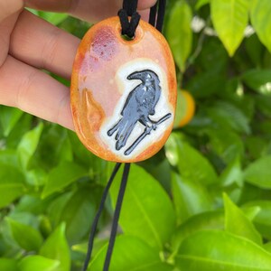 Black Bird Ceramic Necklace in Earth-tones image 5