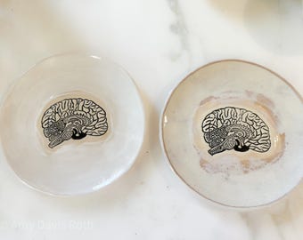 Set of TWO Brain Plates 8inch Stoneware Hand Built one-of-a-kind