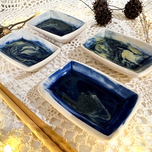 Hand Built Set of 4 Dipping Plates Stoneware