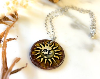 Sun Adjustable Ceramic Boho Necklace with Chain