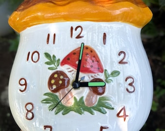 Merry Mushroom Ceramic Clock Handmade