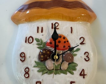 Merry Mushroom Ceramic Clock Handmade