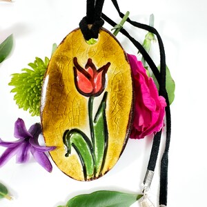 Tulip Ceramic Necklace in Brown