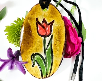 Tulip Ceramic Necklace in Brown