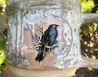 Crow One of A Kind Hand-built Stoneware Mug 24 ounces