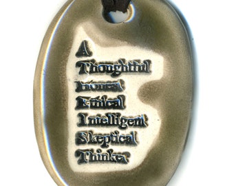 Atheist Ceramic Necklace in Gray