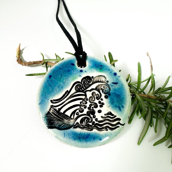 Tsunami Ceramic Necklace in Blue