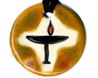 Flaming Chalice Ceramic Necklace in Brown