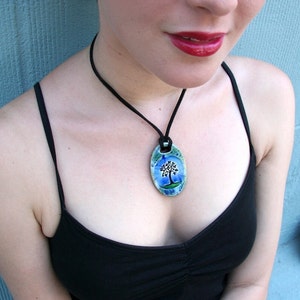 Hibiscus FlowerCeramic Necklace in Bronze Crackle image 9