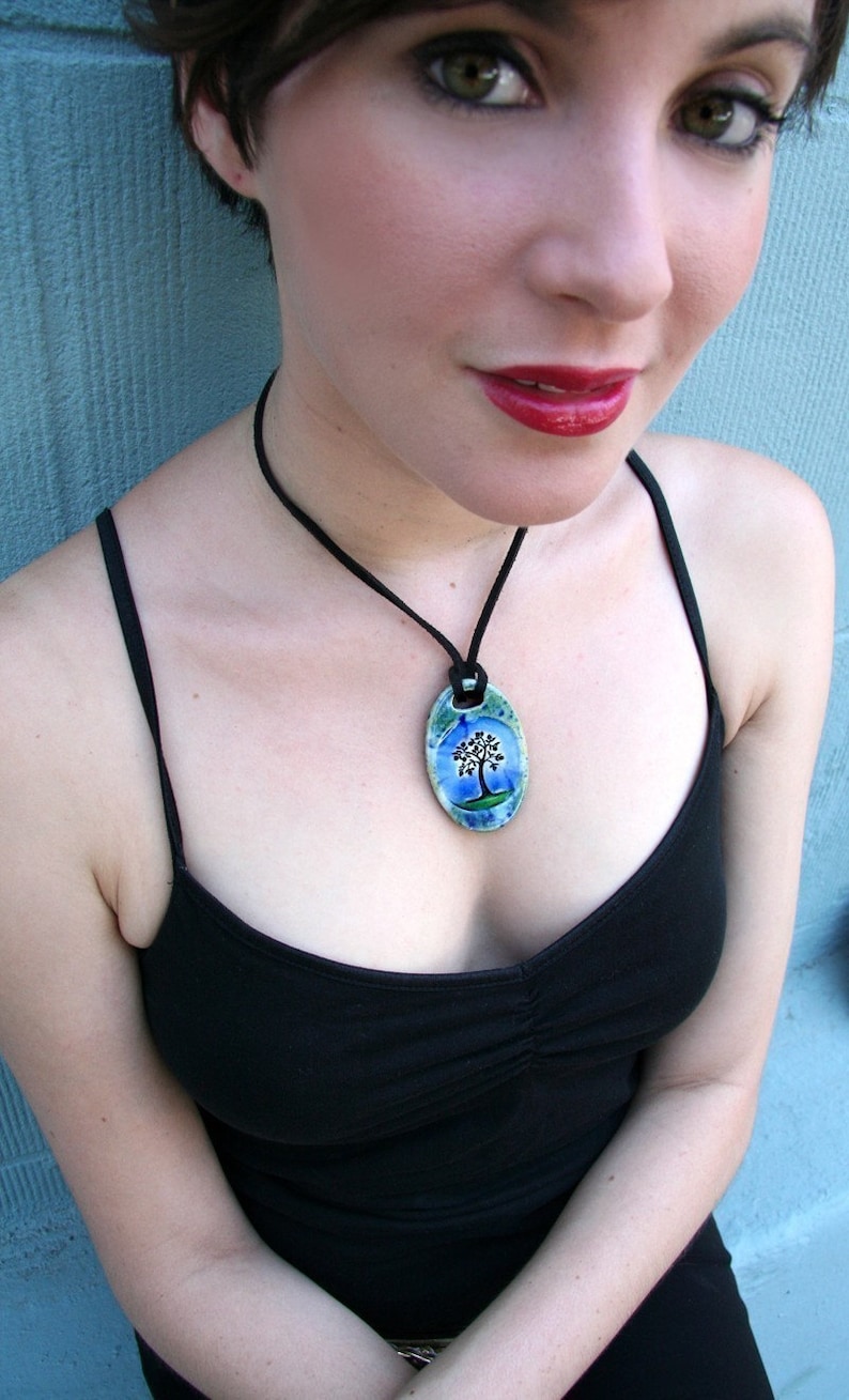 Hibiscus FlowerCeramic Necklace in Bronze Crackle image 9