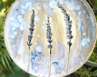 Lavender 8 inch Stoneware Hand Built Plate one-of-a-kind