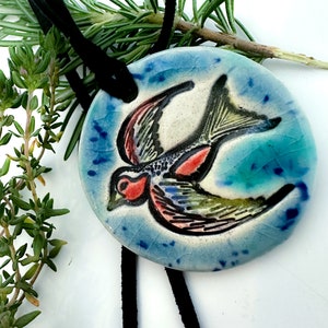 Swallow Ceramic Necklace in Blue image 5