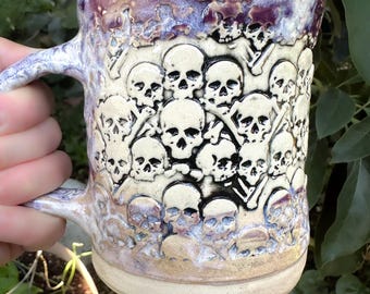 Skulls One of A Kind Hand-built 19 ounce Stoneware Mug