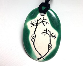 Neurons Ceramic Necklace in Green