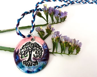 Tree Hemp and Ceramic One of a Kind Necklace