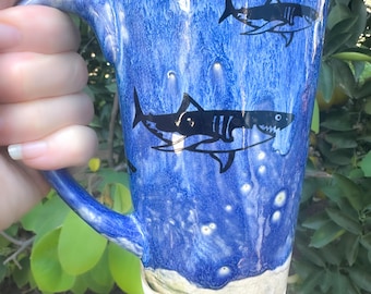 Stoneware Shark Mug 16 ounce