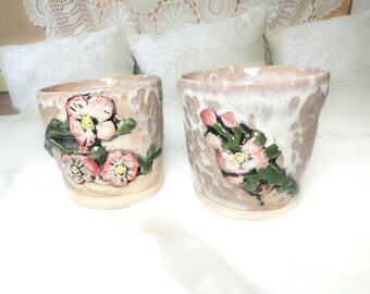 Matcha Cups or Tea Bowls set of Two Hand-built Stoneware