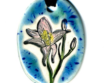 Lily Ceramic Necklace in Spotted Blue Green