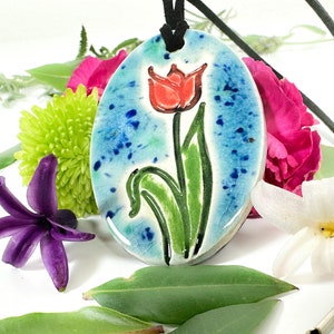 Tulip Ceramic Necklace in Blue image 5