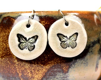 Butterfly Earrings in Tan