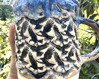 Blackbirds One of A Kind Hand-built Stoneware Mug 20 ounces