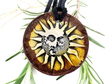 Summer Sun Handmade Ceramic Necklace in Bronze