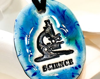 Microscope Ceramic Necklace in Spotted Blue