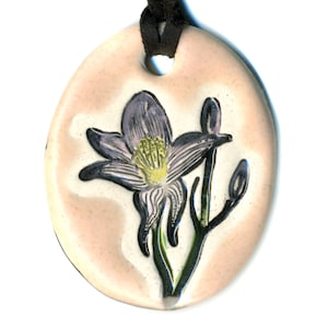 Lily Ceramic Necklace in Pale Pink
