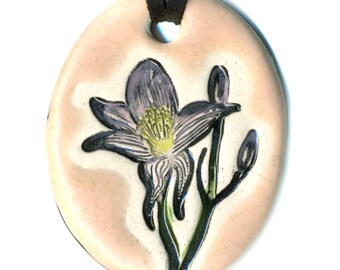 Lily Ceramic Necklace in Pale Pink