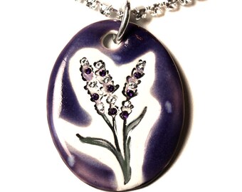 Lavender Sparkle Surly Necklace with Swarovski Crystals in Purple