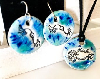 Think Ceramic Neuron Necklace and Earring Set