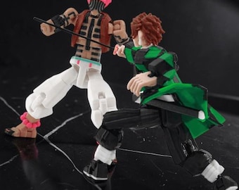 3D Printed Figures Demon Slayer Anime, Akaza Tanjiro Kamado Figures, Action Figures Mannequin Toys for Anime Fans